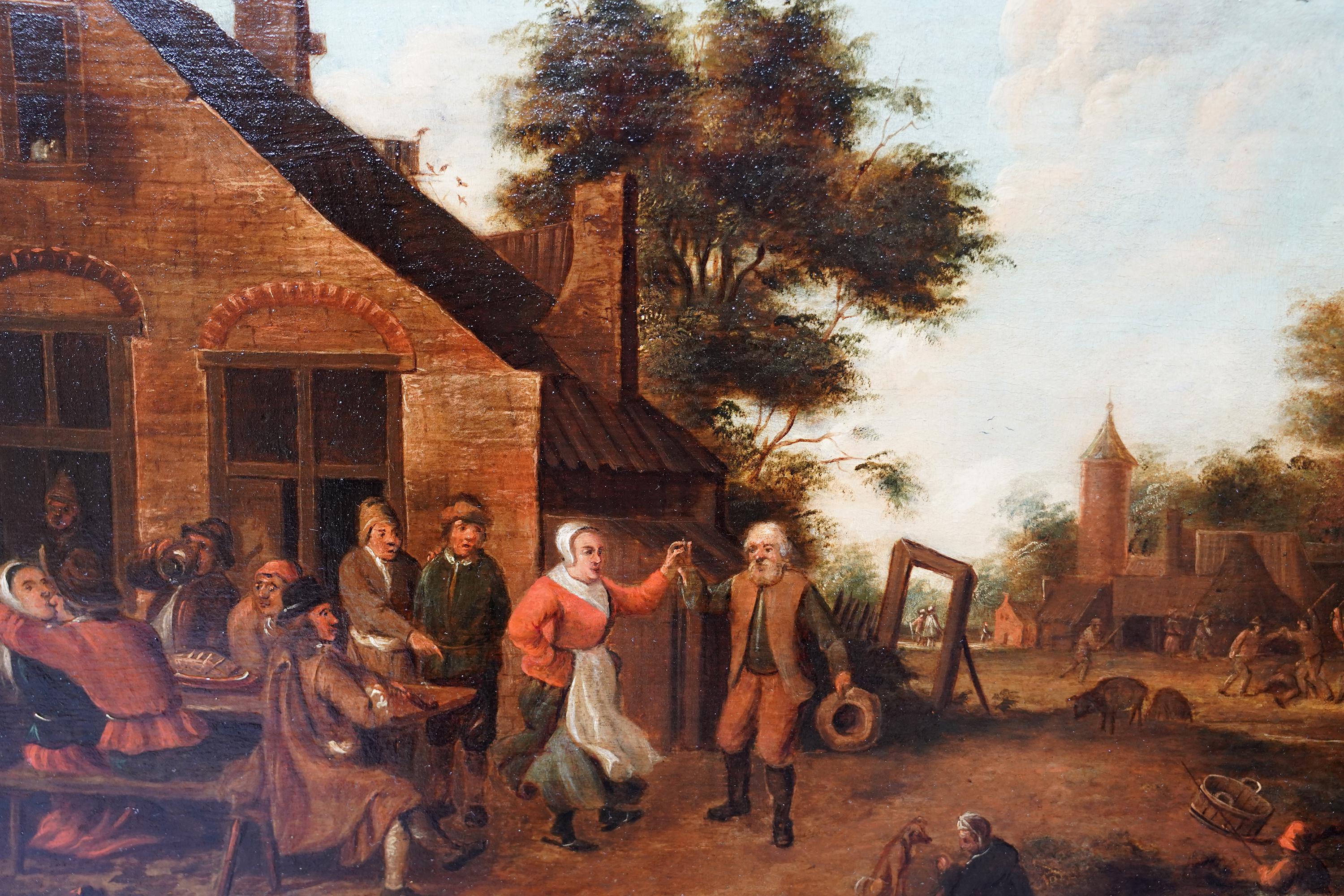 Villagers in a Landscape - Flemish 17thC art figurative landscape oil painting - Old Masters Painting by Thomas van Apshoven