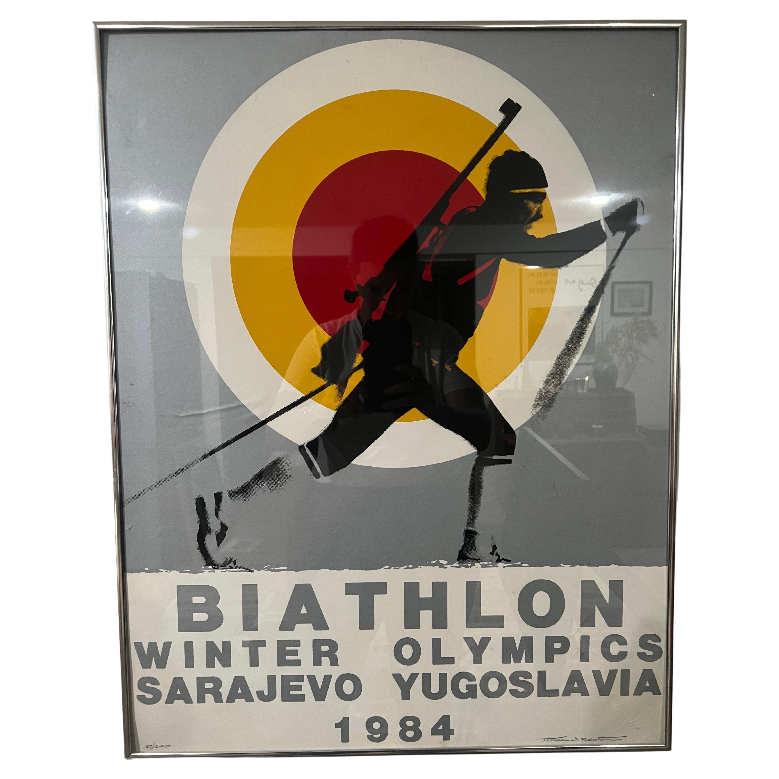 Thomas W Benton Biathlon Winter Olympics Sarajevo Yugoslavia 1984, Silkscreen For Sale