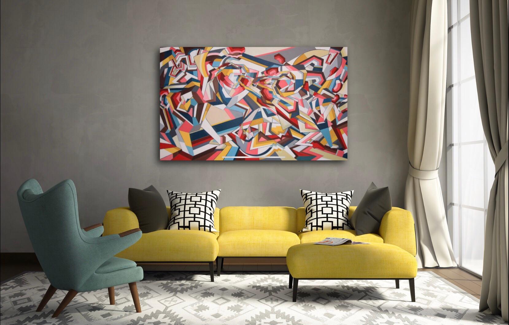 Brawl by British Contemporary Artist Thomas Dowdeswell Abstract Geometric Art - Painting by Thomas W. Dowdeswell