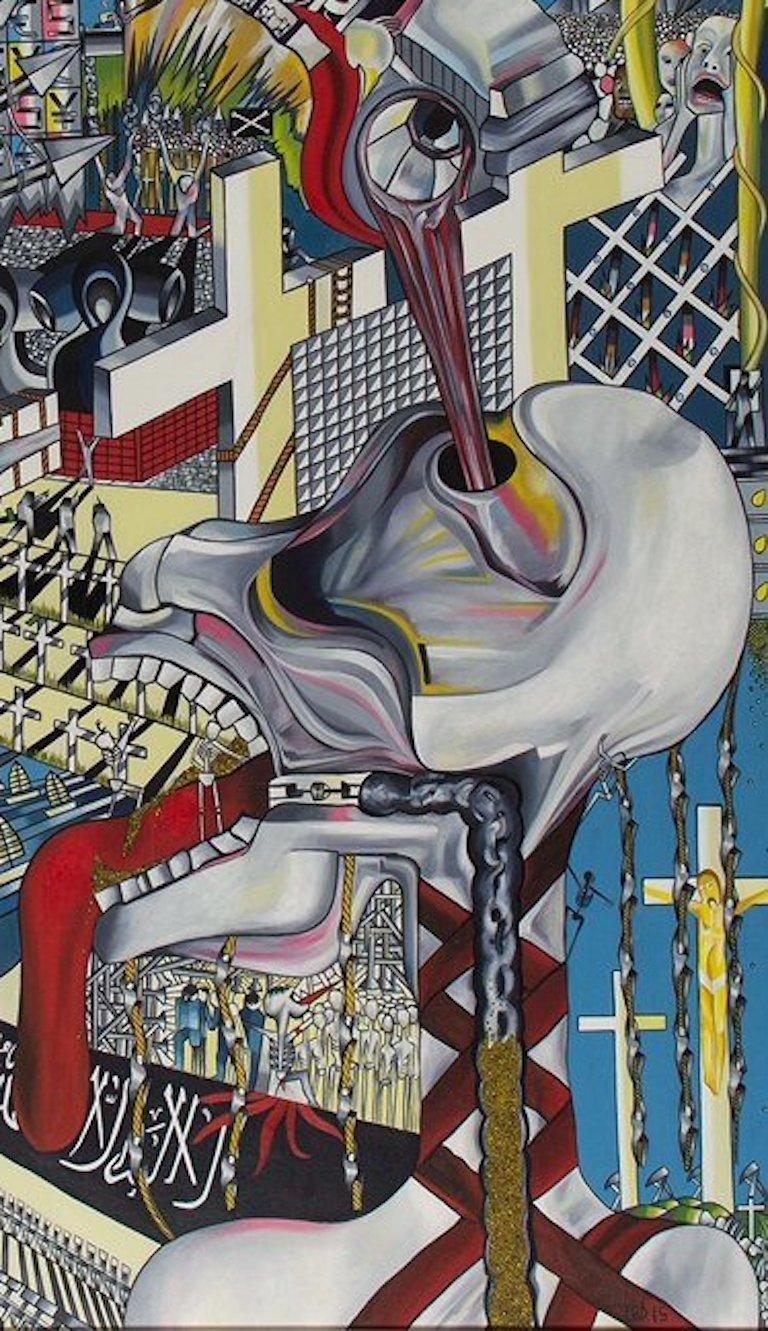 Modern Hell by Thomas Dowdeswell Contemporary 21st Century European British Art - Surrealist Painting by Thomas W. Dowdeswell
