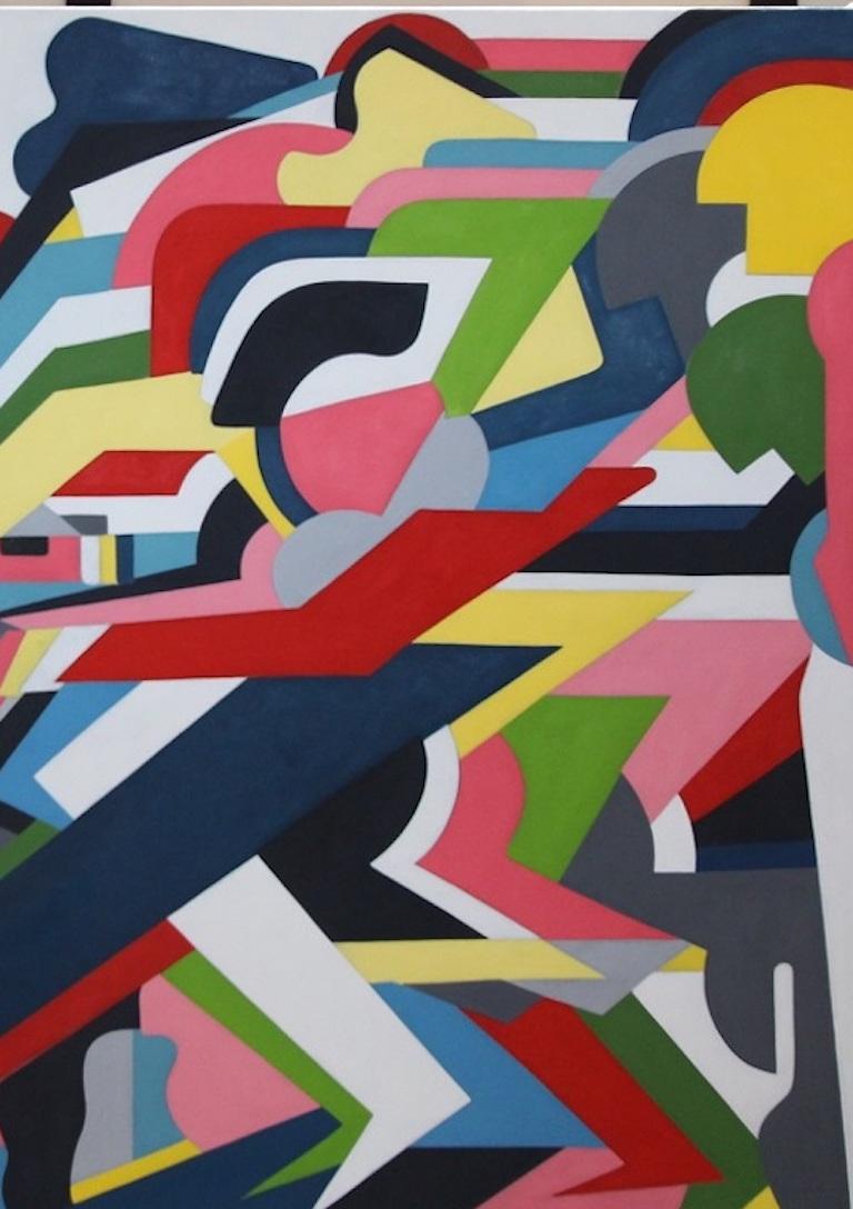 Tugowar by British Contemporary Artist Thomas Dowdeswell 21st Century Geometric - Painting by Thomas W. Dowdeswell