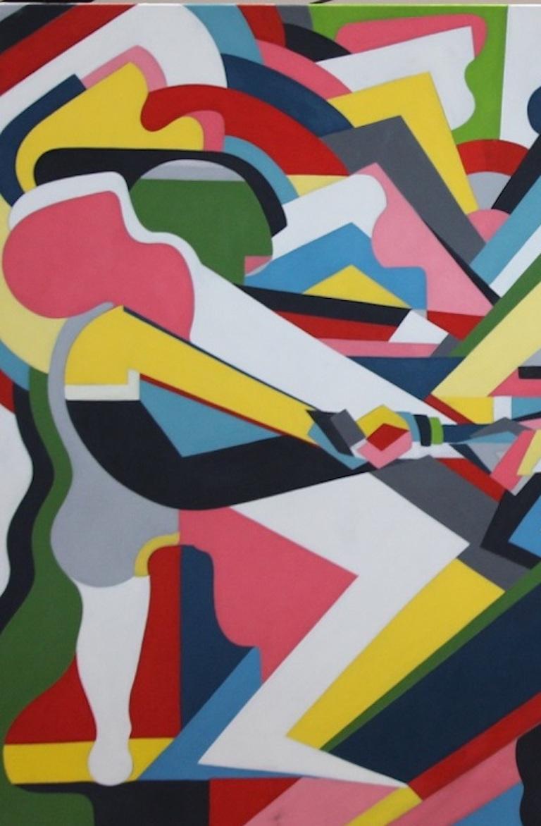 Tugowar by British Contemporary Artist Thomas Dowdeswell 21st Century Geometric - Abstract Geometric Painting by Thomas W. Dowdeswell