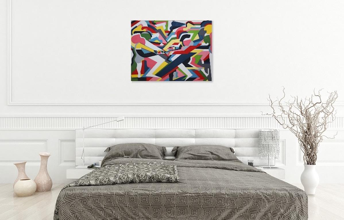 Tugowar by British Contemporary Artist Thomas Dowdeswell 21st Century Geometric - Brown Abstract Painting by Thomas W. Dowdeswell