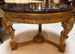 Thomas W. Morgan Table centrale en bois doré et marbre noir