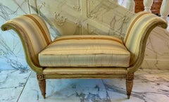 Thomas W Morgan Louis XVI Style Silk Stripe Roll Arm Bench