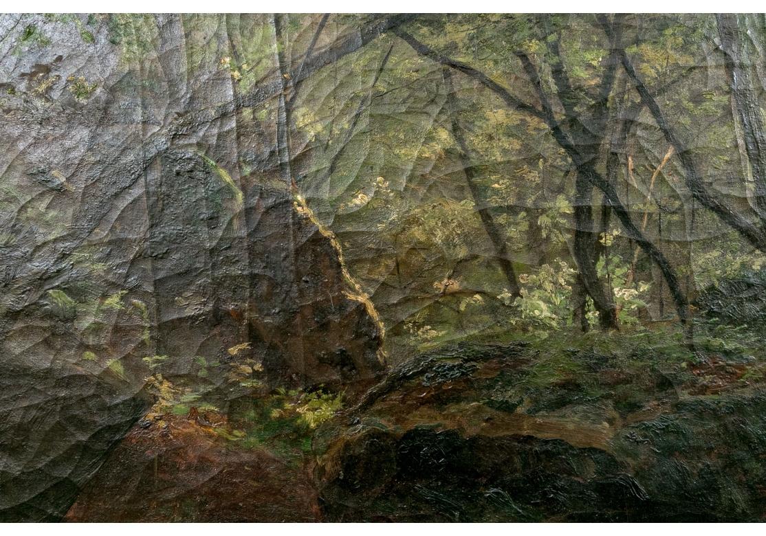Thomas W. Shields (Am/Francia, 1849-1920) Óleo sobre lienzo Paisaje forestal francés en venta 5