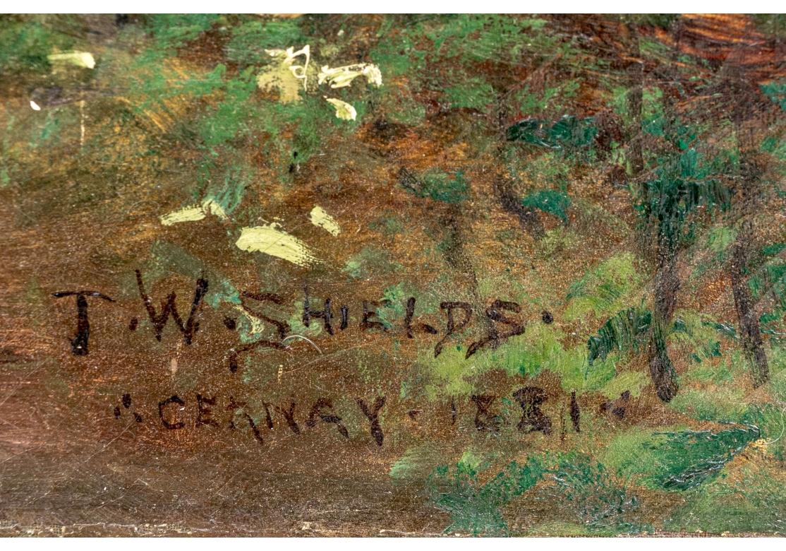 Thomas W. Shields (Am/Francia, 1849-1920) Óleo sobre lienzo Paisaje forestal francés De campo en venta