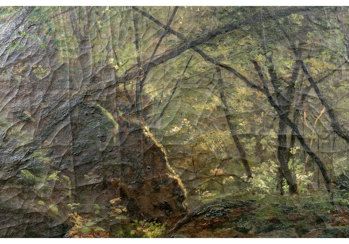 Thomas W. Shields (Am/Francia, 1849-1920) Óleo sobre lienzo Paisaje forestal francés Estadounidense en venta