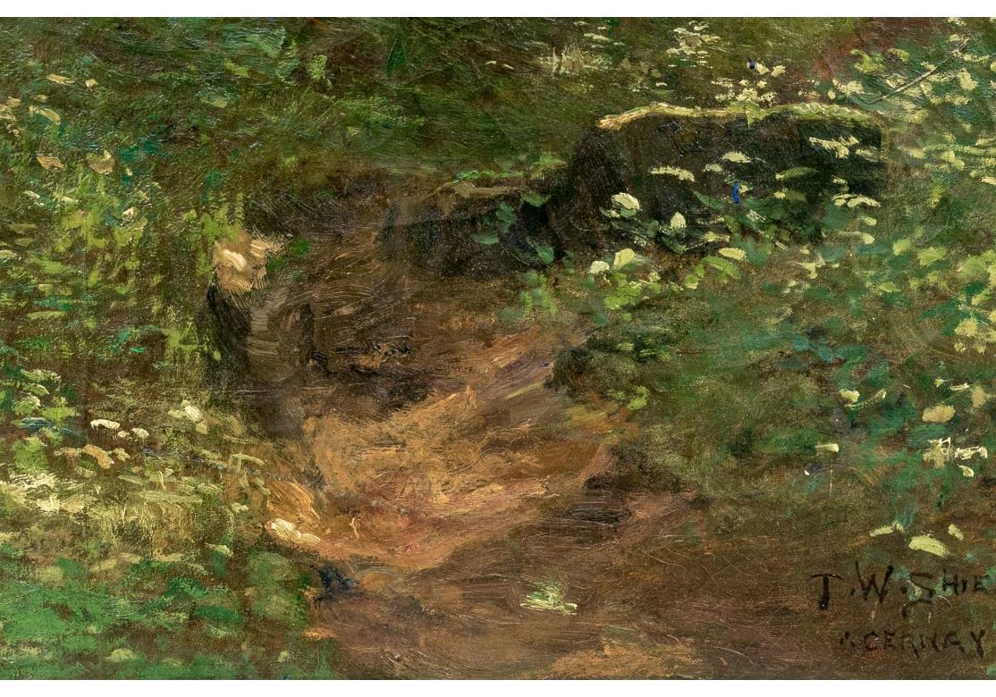 Thomas W. Shields (Am/Francia, 1849-1920) Óleo sobre lienzo Paisaje forestal francés en venta 1
