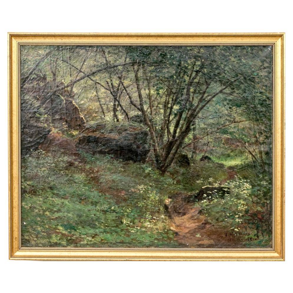 Thomas W. Shields (Am/France, 1849-1920) Oil On Canvas French Forest Landscape