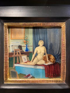 Ten Minute Rest, 20th Century Signed Nude Oil Painting