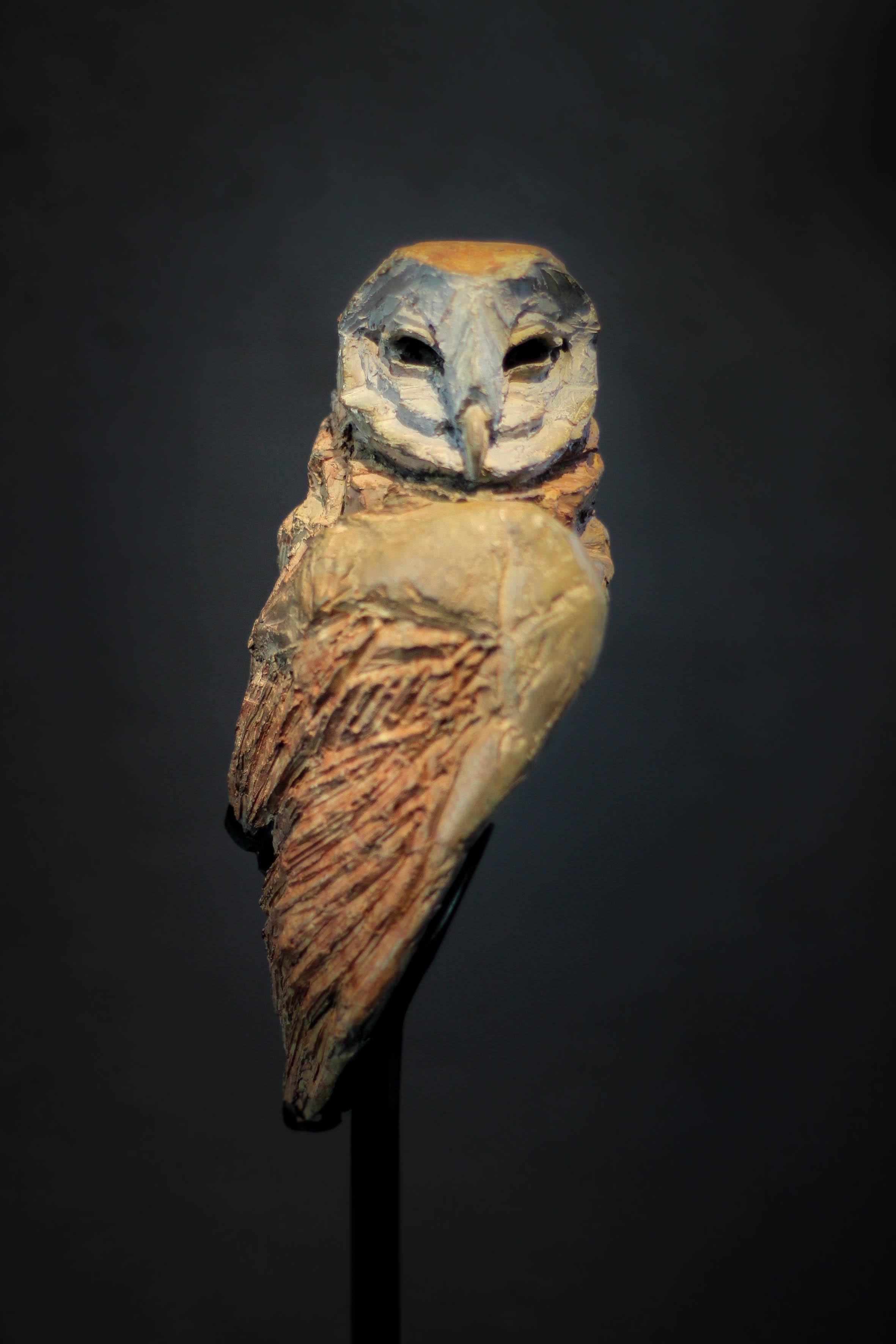 Thomas Waroquier Figurative Sculpture - Athena - Owl Bronze Sculpture