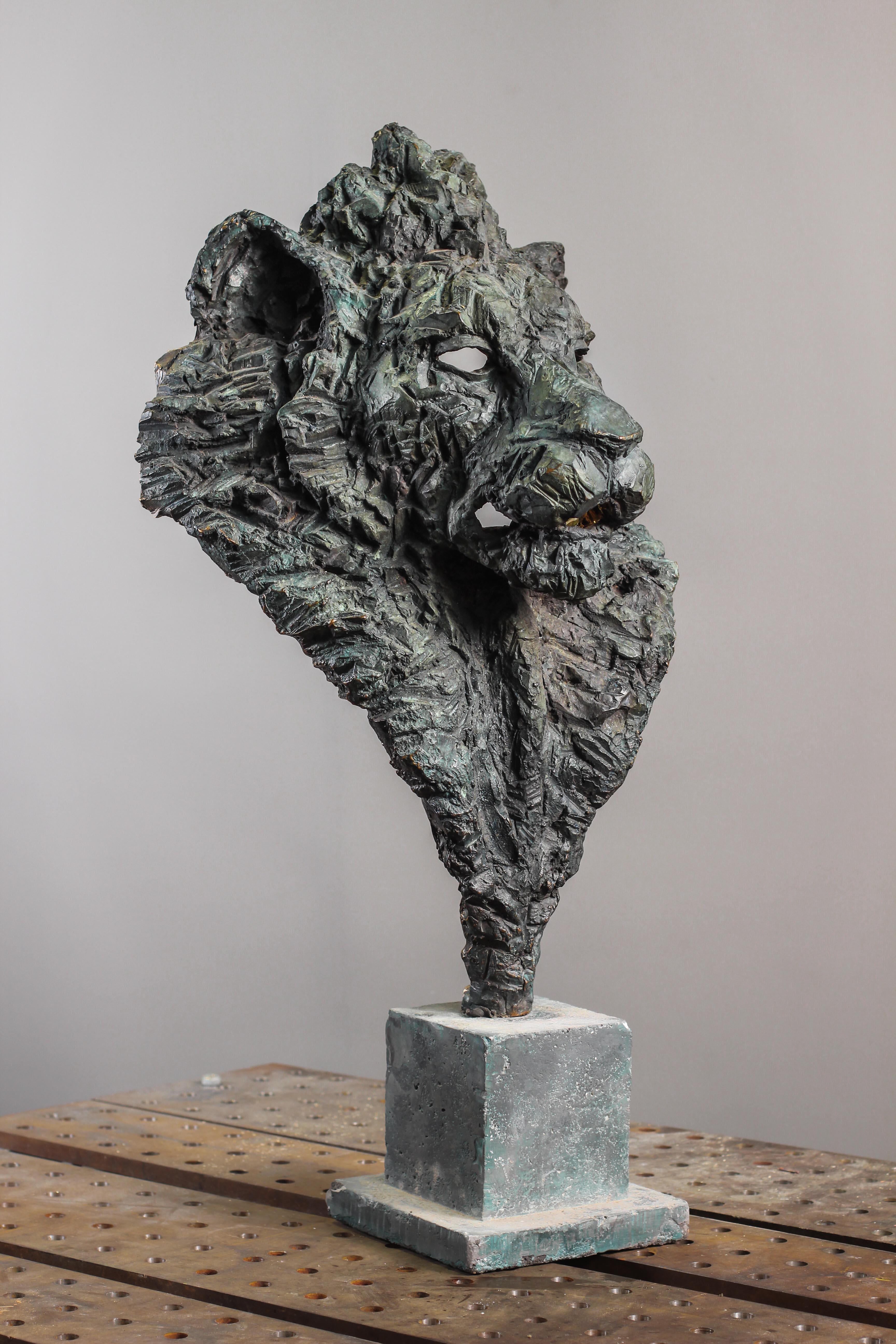 Lion de Némée - Löwe Bronze-Skulptur – Sculpture von Thomas Waroquier