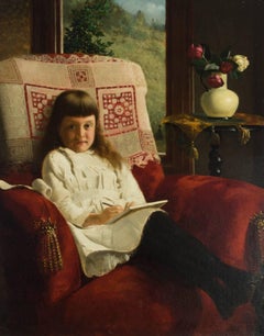 Thomas Waterman Wood - 19th Century American Oil, Portrait of Mildred Wallace