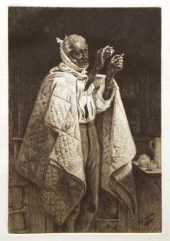 Antique "His Own Doctor" original etching