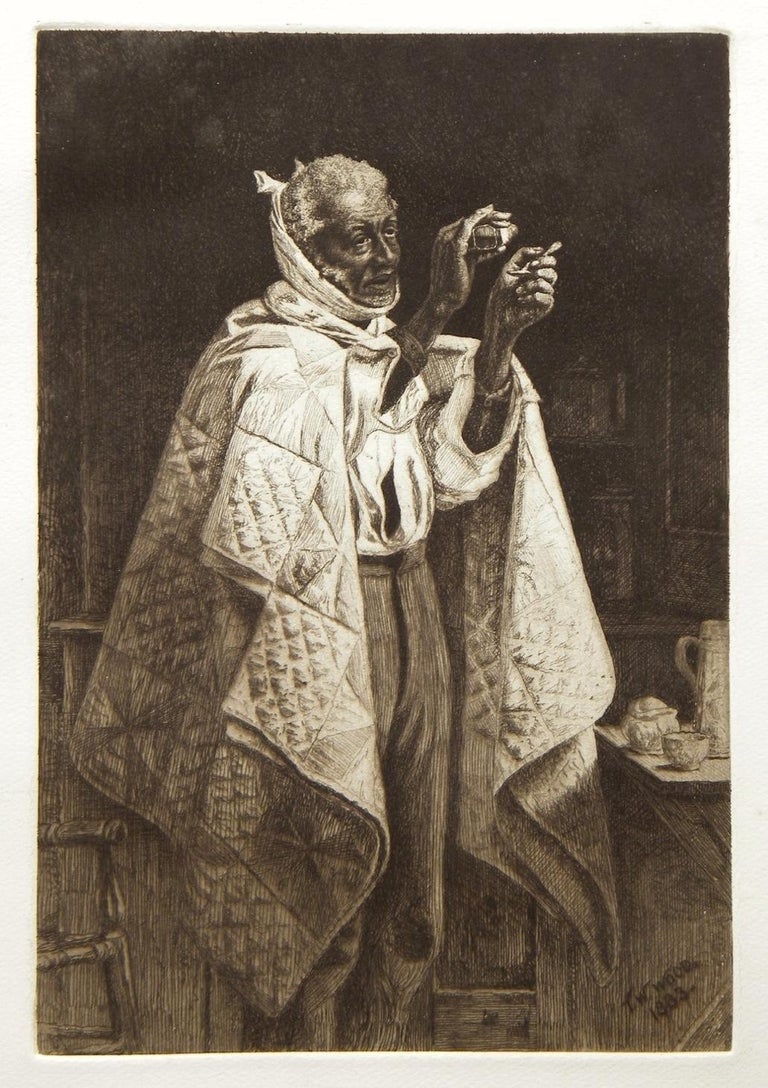 Thomas Waterman Wood "His Own Doctor" original etching For Sale at