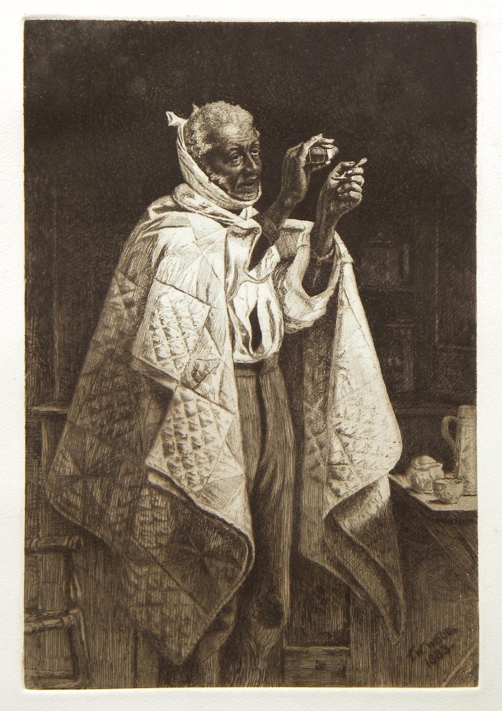 Thomas Waterman Wood Portrait Print – "Sein eigener Arzt" Original-Radierung