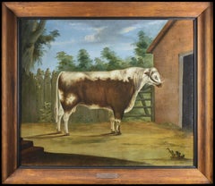 Bull of the longhorned breed, classic British animal painting