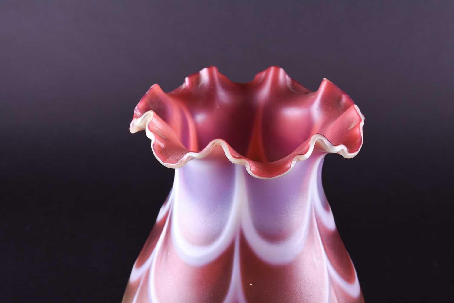 English Thomas Webb. A Large Vaseline And Cranberry Shade. C 1900. For Sale