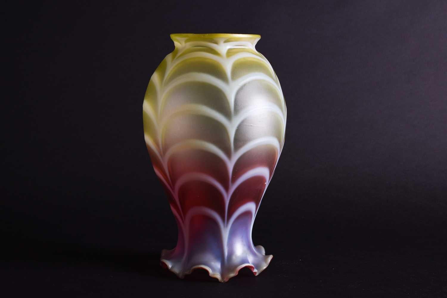 Thomas Webb. A Large Vaseline And Cranberry Shade. C 1900. For Sale 1