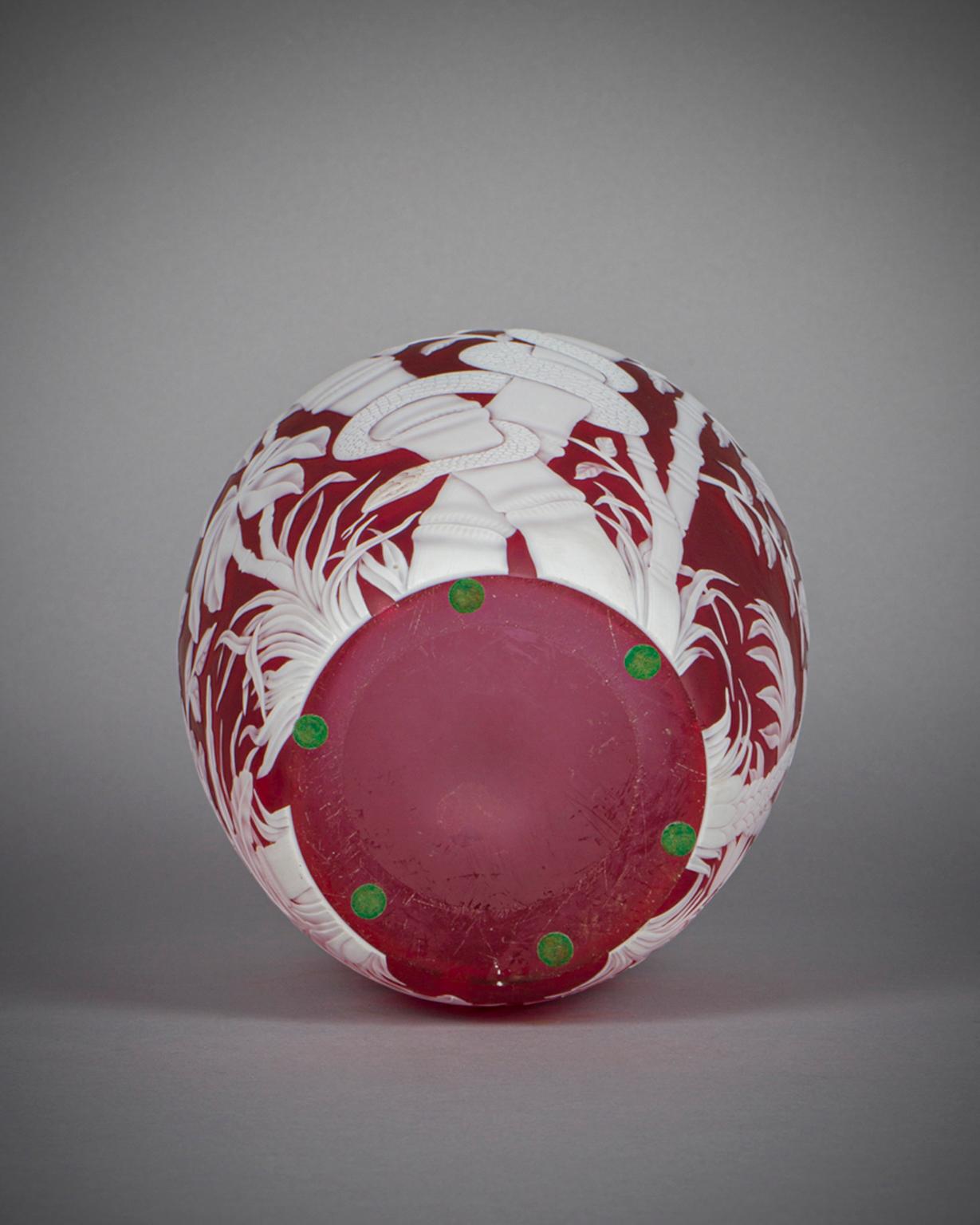 Inglese Vaso 'Serpent and Bamboo' di Thomas Webb & Sons, 1890 circa in vendita