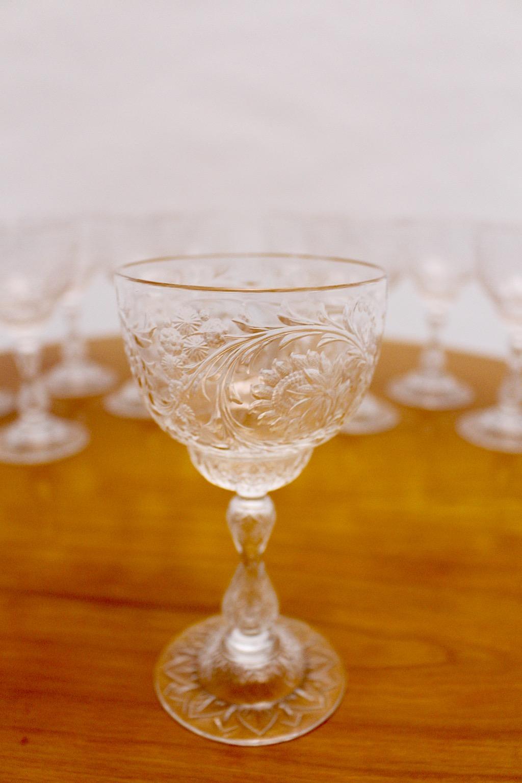 Thomas Webb & Sons Ten Wine Glasses c 1903 Era Jugendstil Royaume-Uni en vente 4