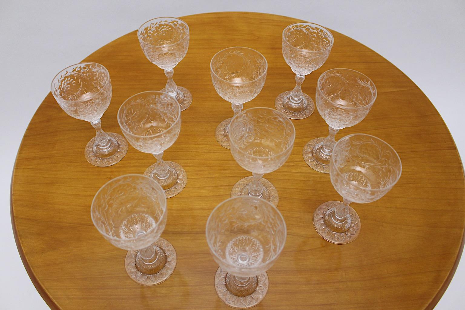Thomas Webb & Sons Ten Wine Glasses c 1903 Era Jugendstil Royaume-Uni en vente 6