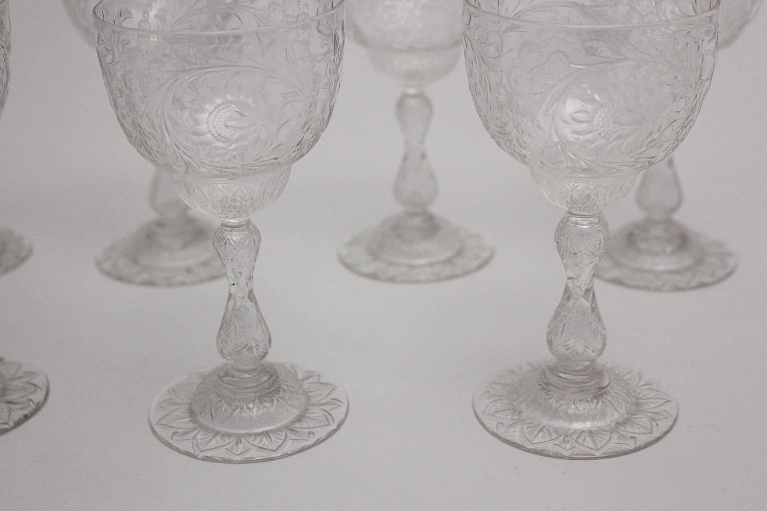 Début du 20ème siècle Thomas Webb & Sons Ten Wine Glasses c 1903 Era Jugendstil Royaume-Uni en vente