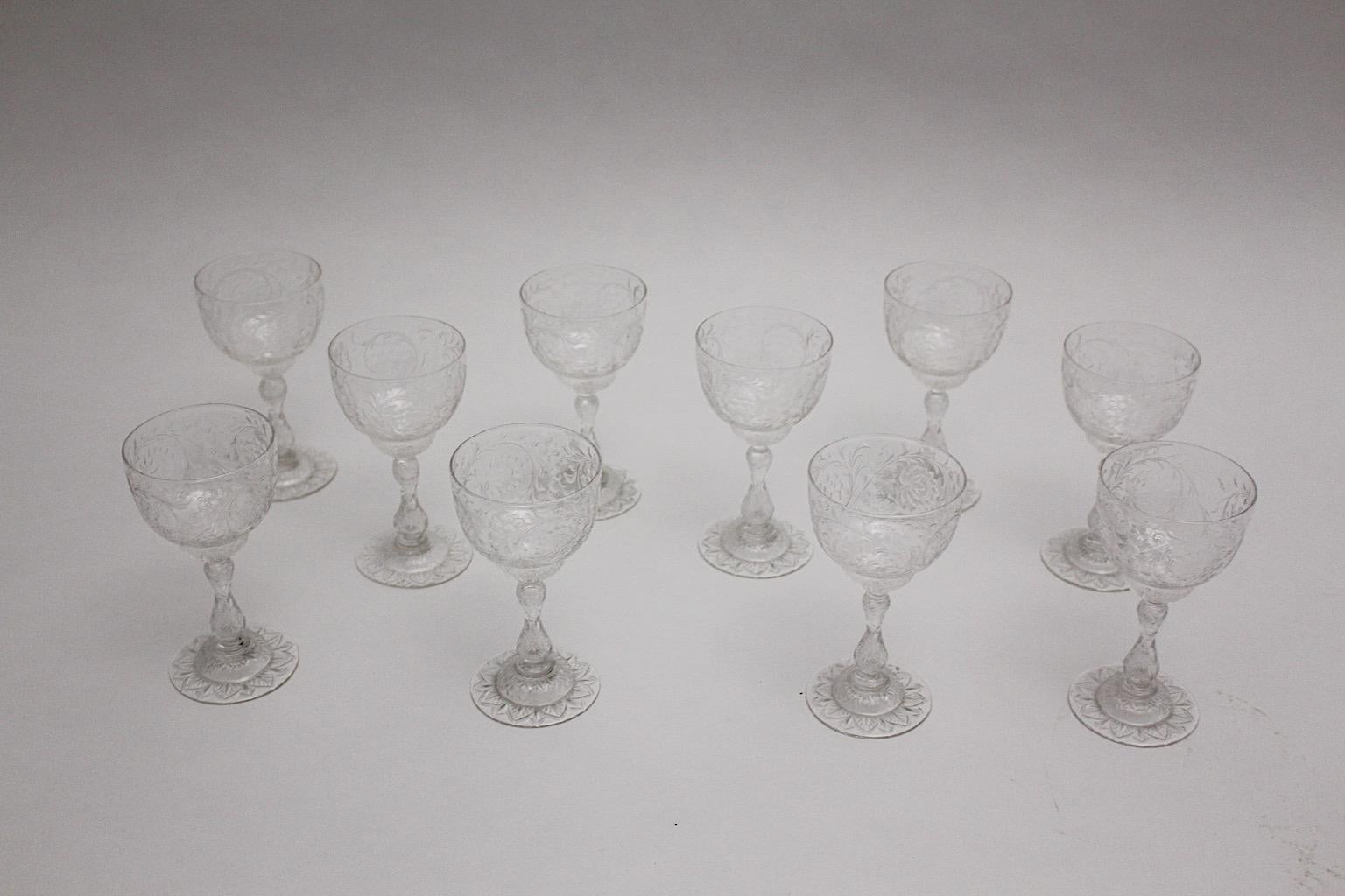 Thomas Webb & Sons Ten Wine Glasses c 1903 Era Jugendstil Royaume-Uni en vente 2