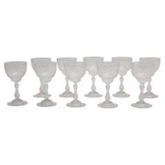 Thomas Webb and Sons Ten Wine Glasses c 1903 Era Jugendstil United Kingdom