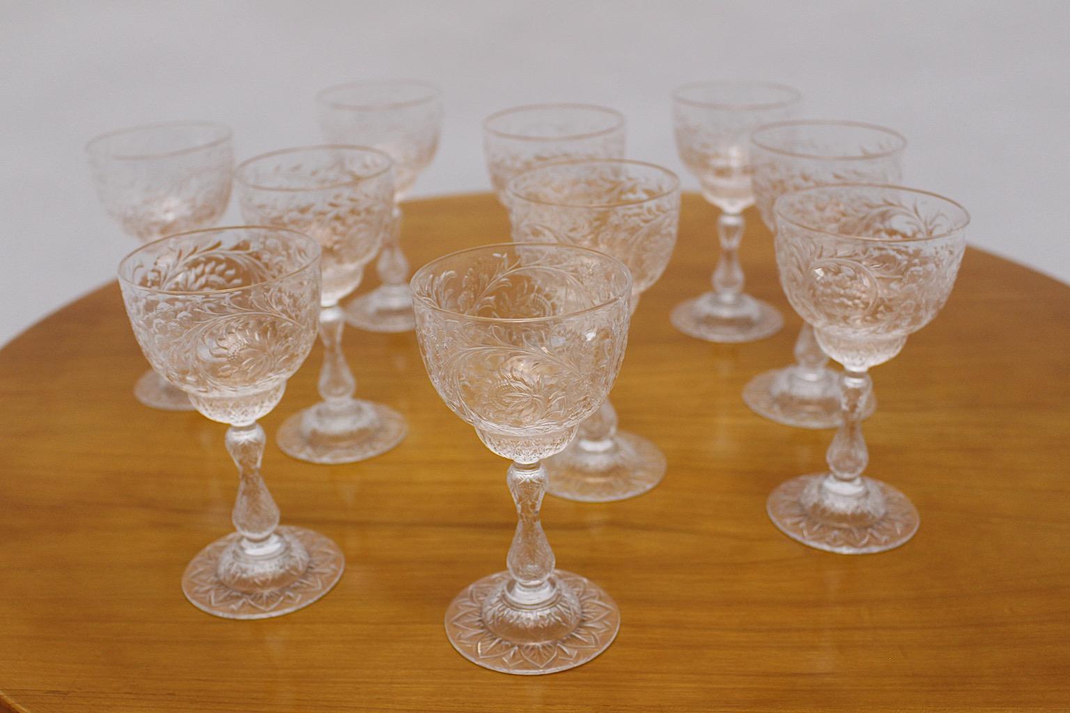 Thomas Webb and Sons Ten Wine Glasses circa 1903 Era Jugendstil United Kingdom For Sale 4