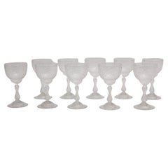 Antique Thomas Webb and Sons Ten Wine Glasses circa 1903 Era Jugendstil United Kingdom