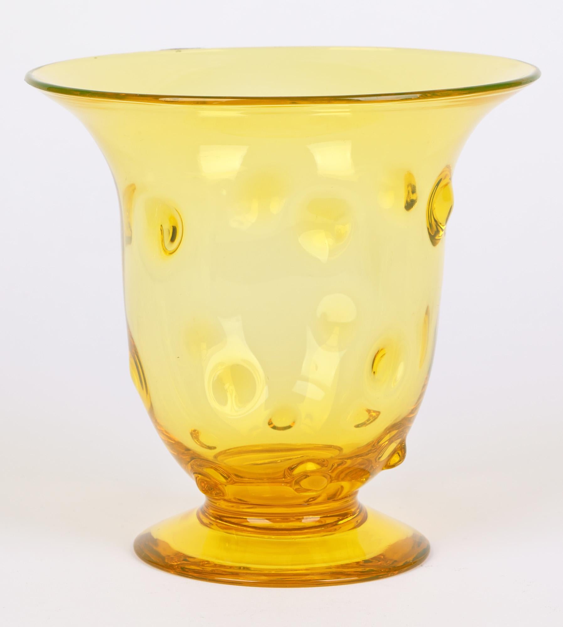Thomas Webb Art Deco Sunshine Amber Bullseye Glass Vase For Sale 1