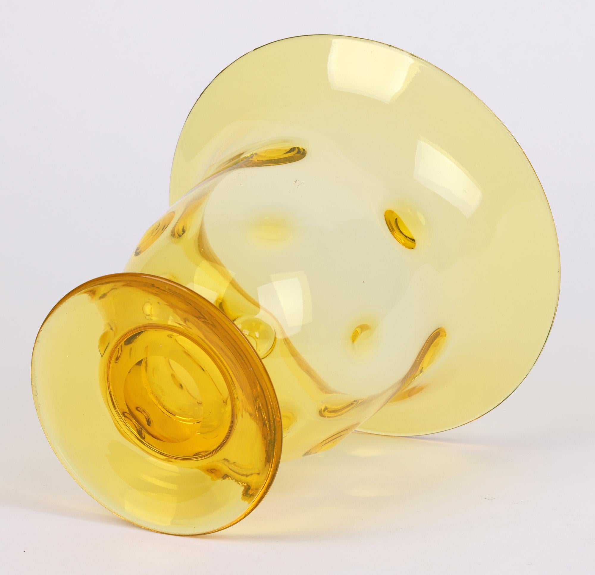 Thomas Webb Art Deco Sunshine Amber Bullseye Glass Vase For Sale 2