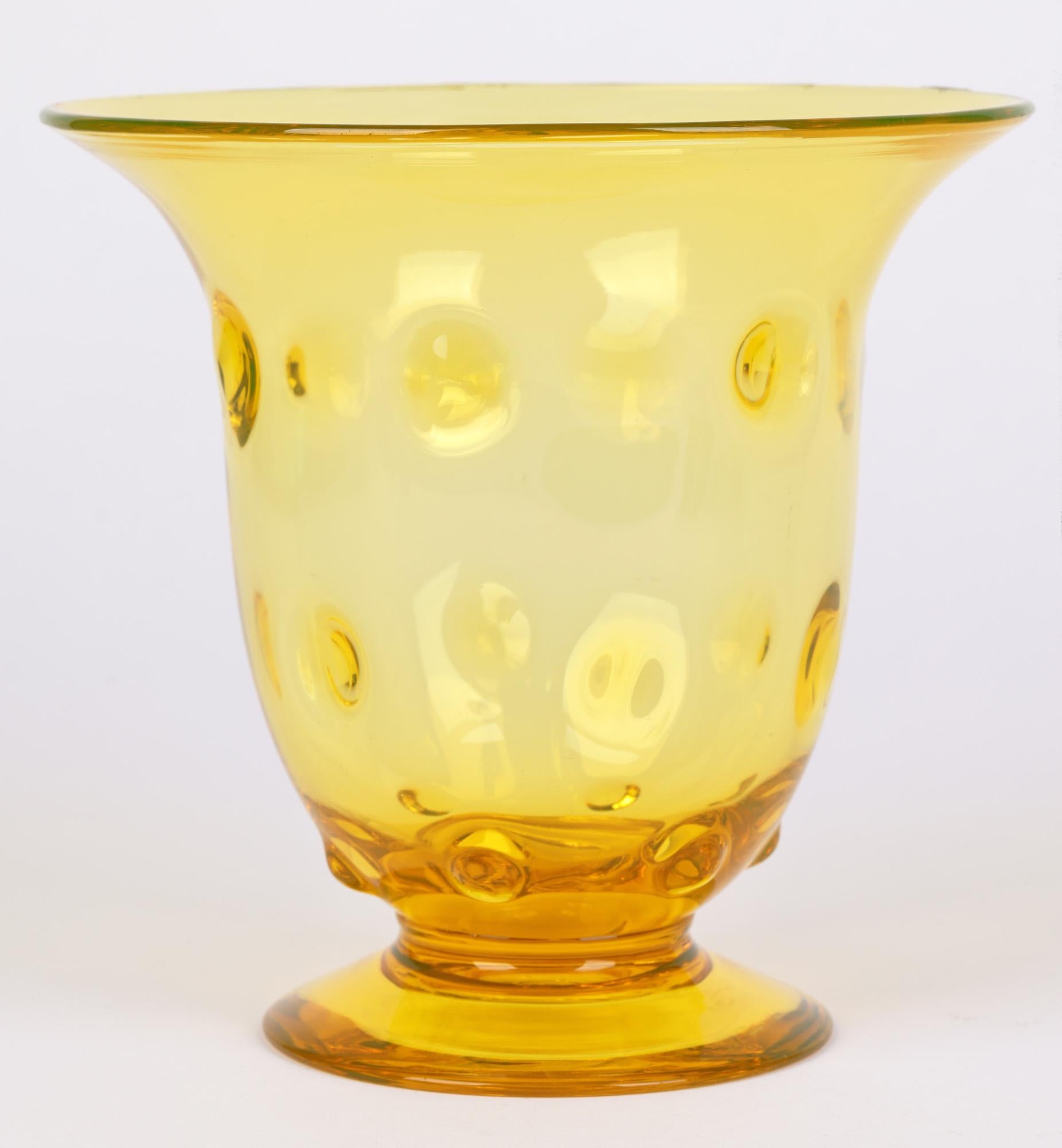 Thomas Webb Art Deco Sunshine Amber Bullseye Glass Vase For Sale 4