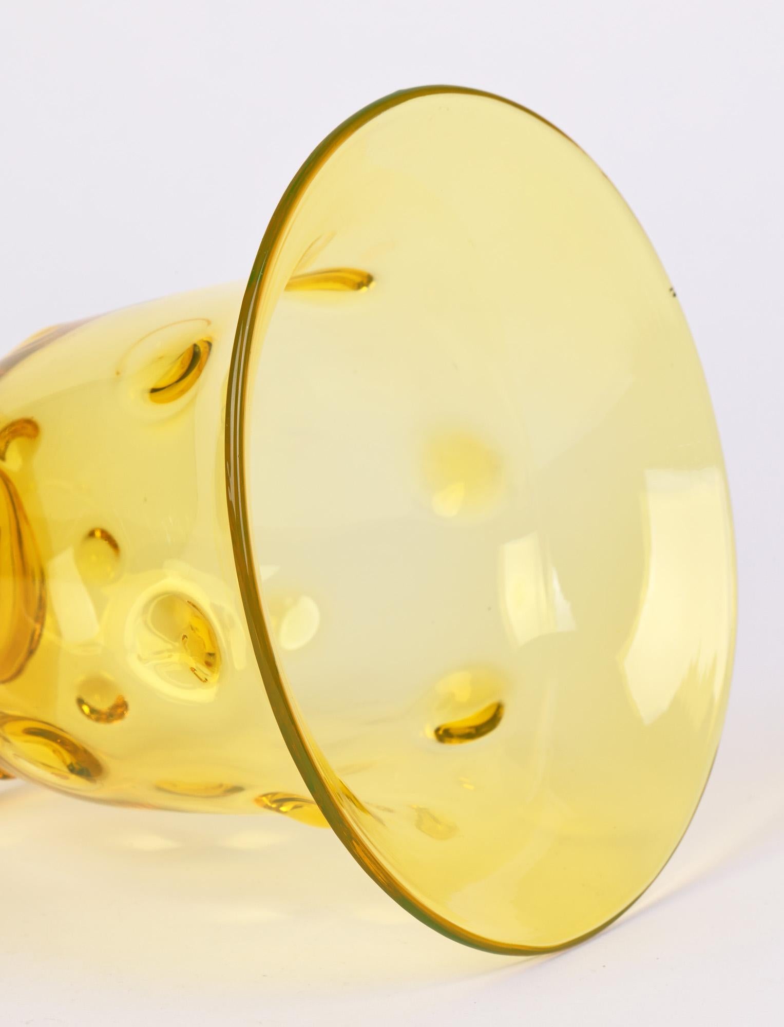 Mid-20th Century Thomas Webb Art Deco Sunshine Amber Bullseye Glass Vase For Sale