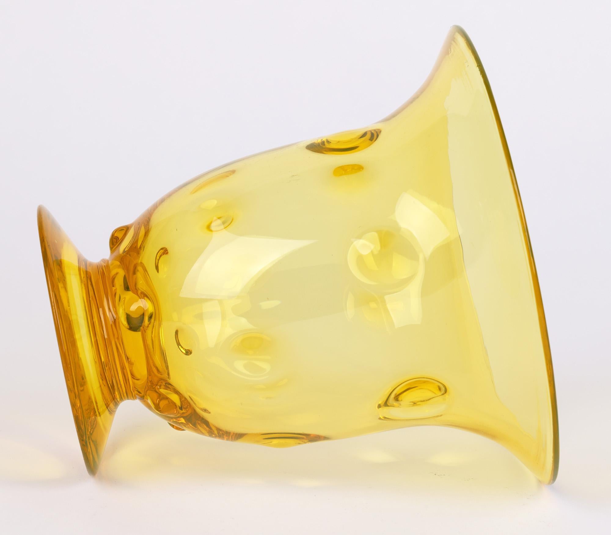 Mid-20th Century Thomas Webb Art Deco Sunshine Amber Bullseye Glass Vase For Sale