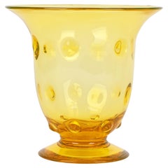Thomas Webb Art Deco Sunshine Amber Bullseye Glass Vase