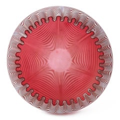 Thomas Webb Attributed Cranberry Glass Verre Moire Bowl, circa 1890