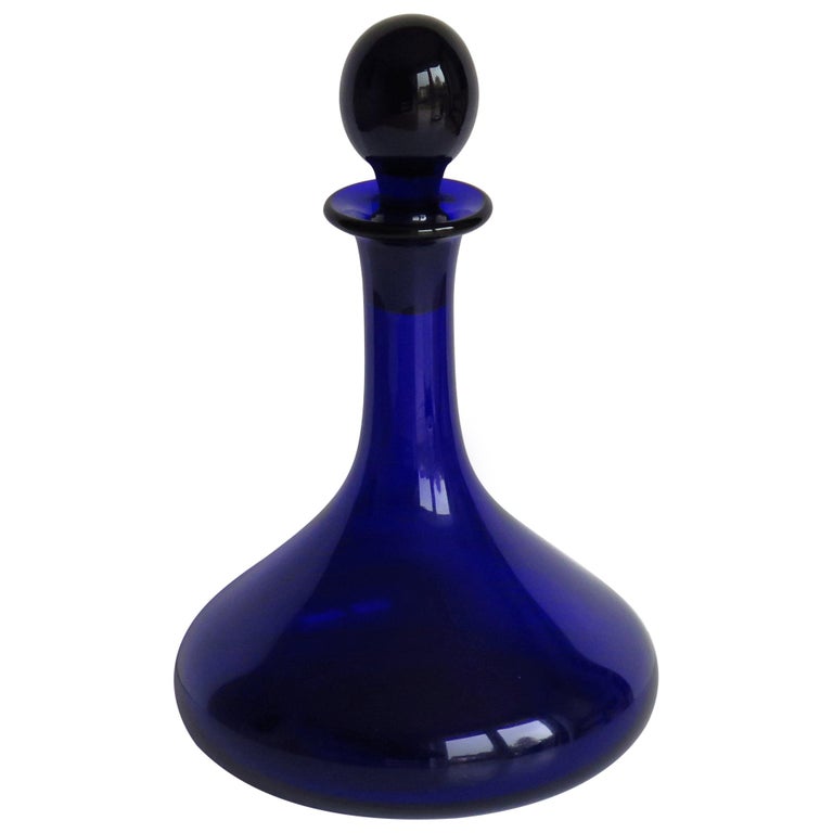 Thomas b Bristol Blue Glass Ship's Decanter Makers Mark to Base