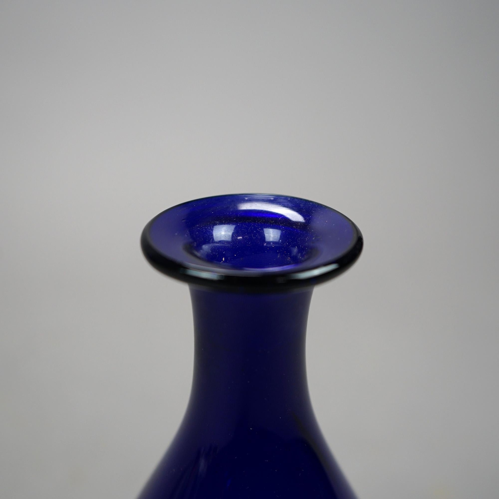 20th Century Thomas Webb Cobalt Art Glass Decanter Signed circa 1920 For Sale