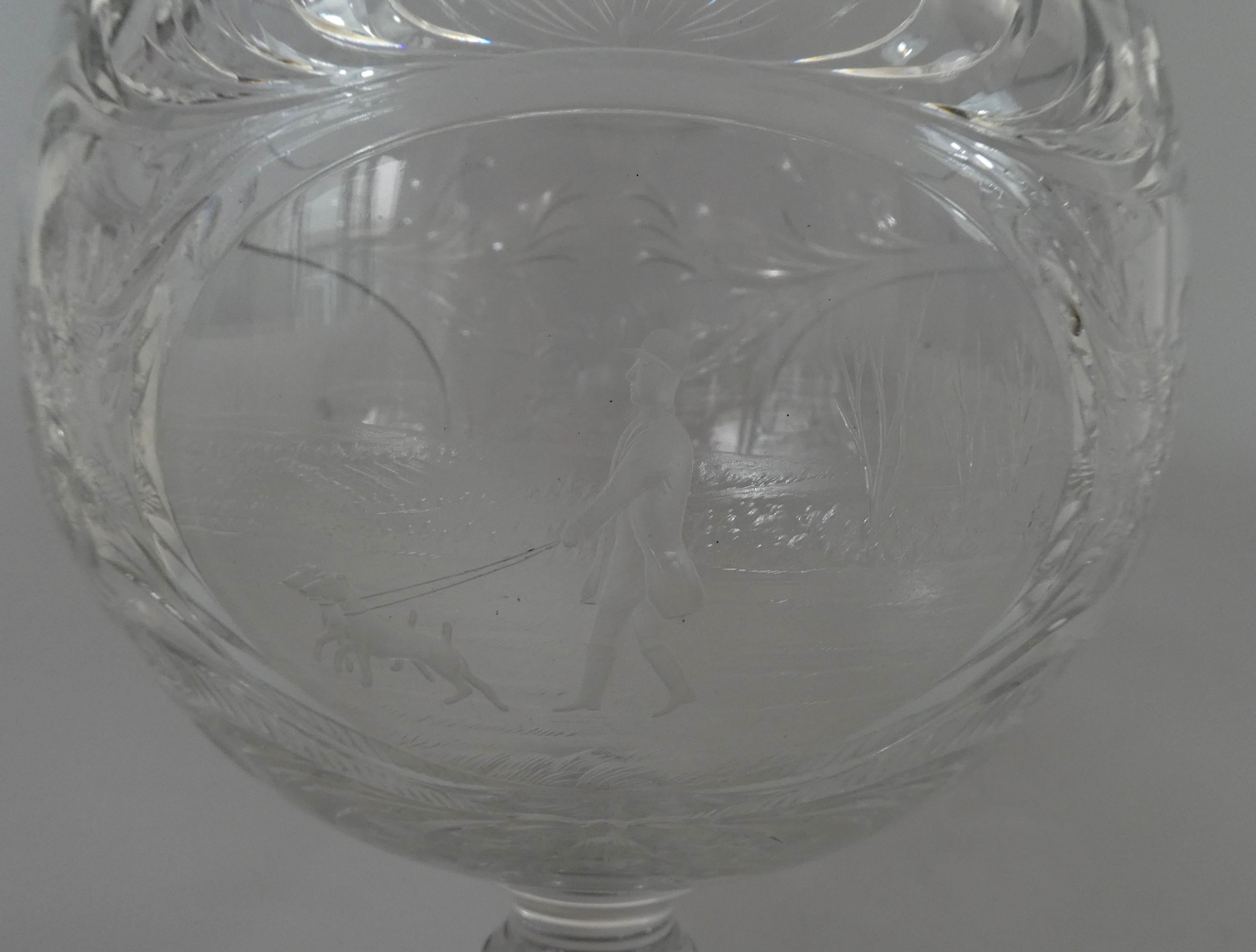 Cut Glass Thomas Webb & Corbett Ltd Glass Hunting Goblet, circa 1930