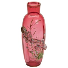 Thomas Webb Jarrón de cristal esmaltado Lagarto Jules Barbe, hacia 1888