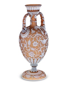 Thomas Webb & Son Two-Handled Cameo Amphora Vase by Thomas Woodall