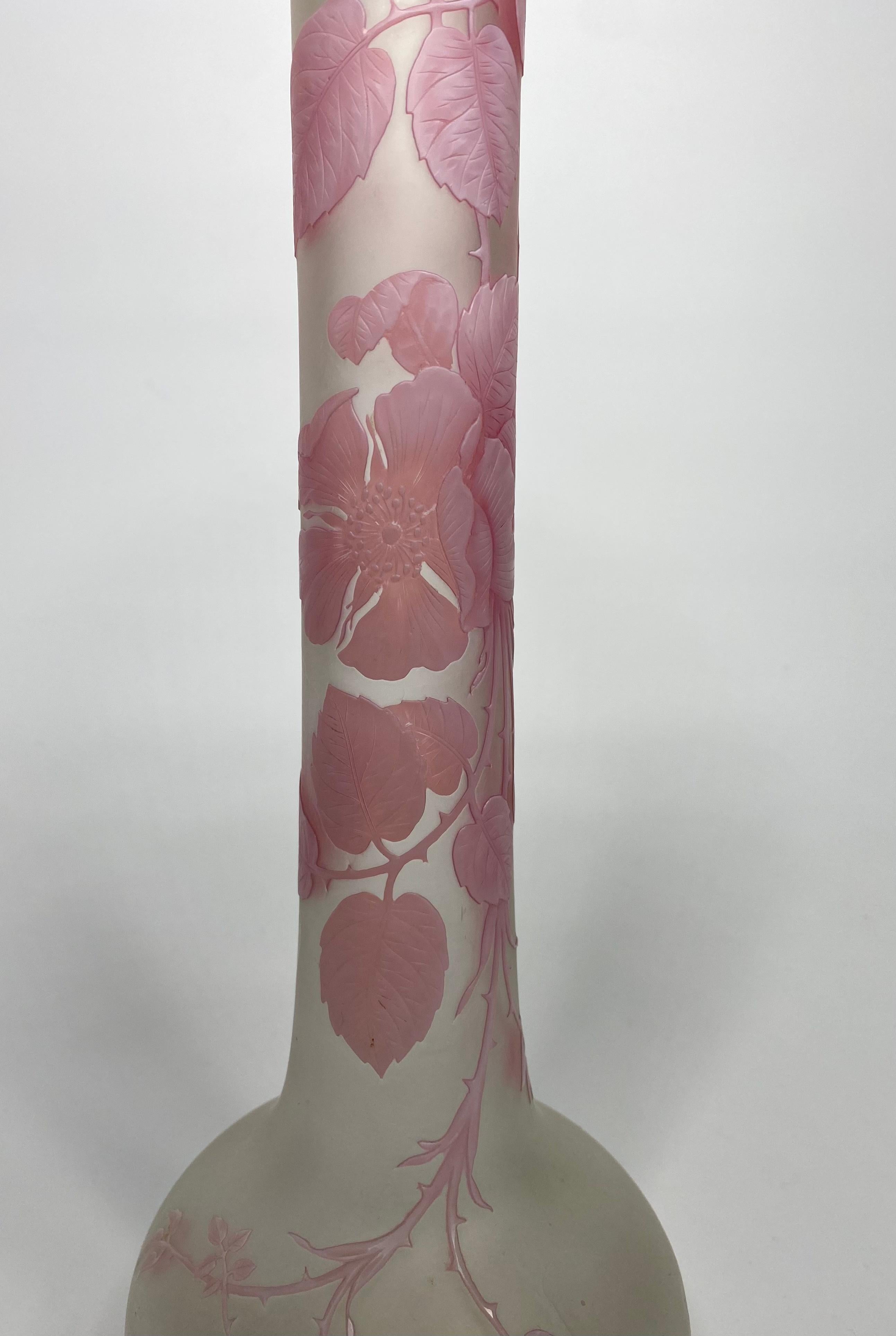 Victorian Thomas Webb & Sons Cameo Glass Vase, Briar Rose, C. 1880