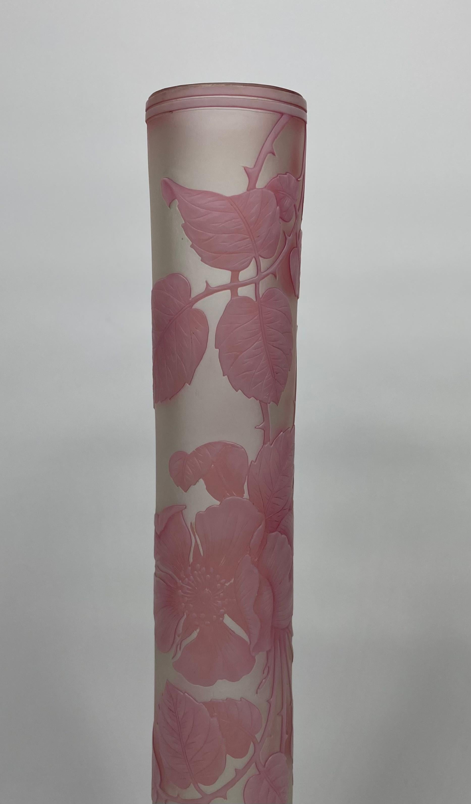 English Thomas Webb & Sons Cameo Glass Vase, Briar Rose, C. 1880