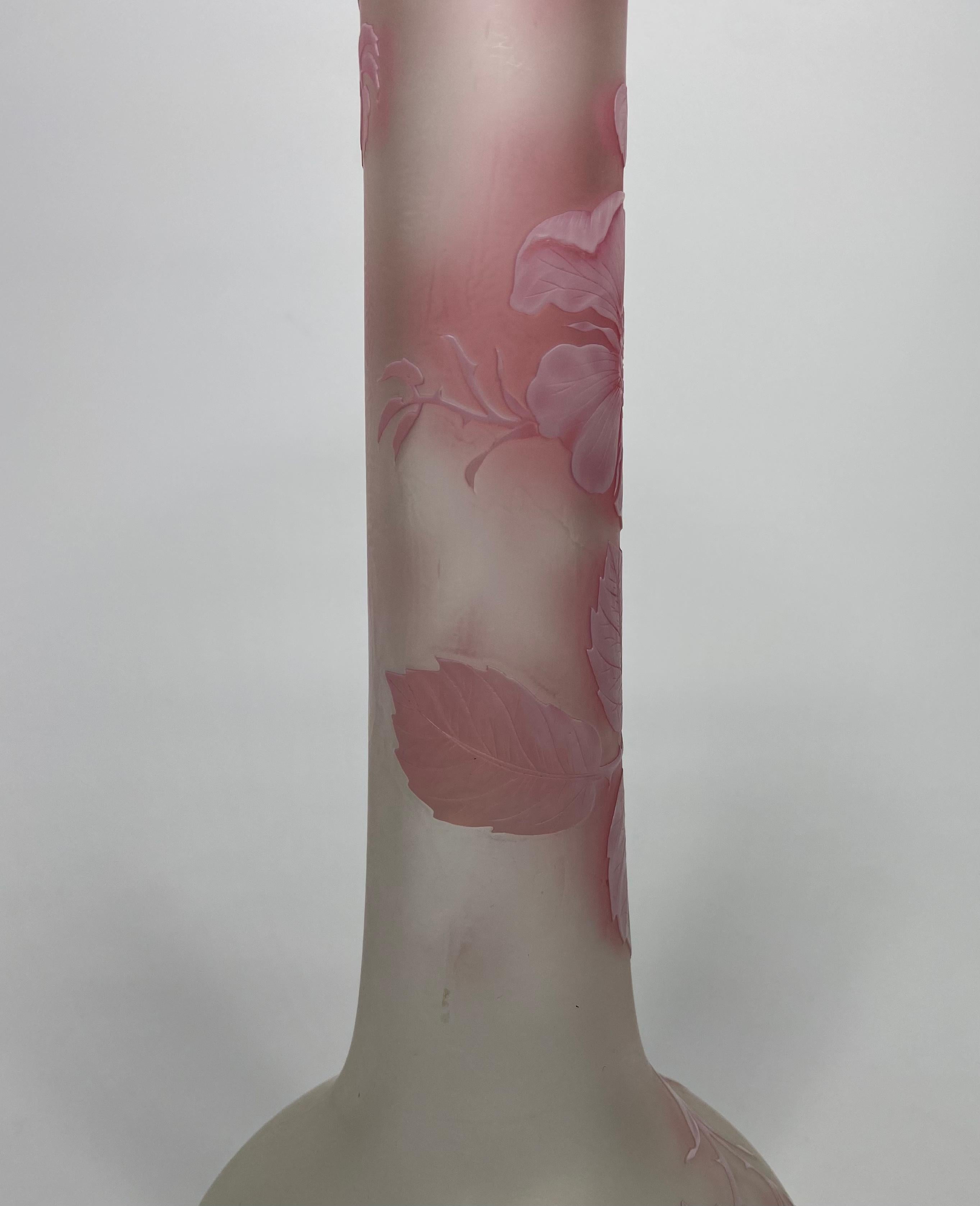 Art Glass Thomas Webb & Sons Cameo Glass Vase, Briar Rose, C. 1880