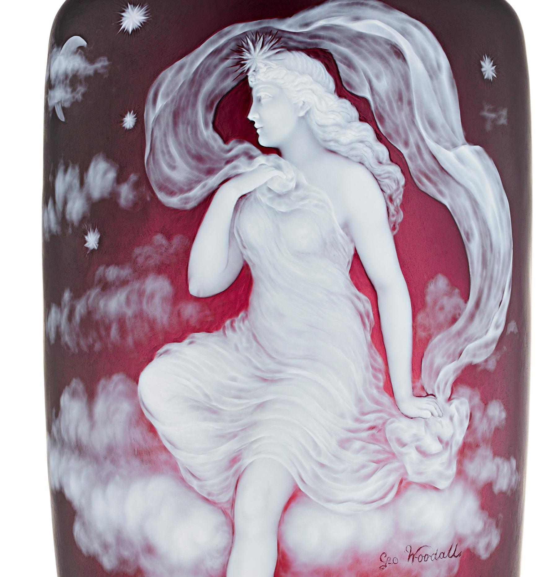 Neoclassical Thomas Webb & Sons Cameo Luna Vase by George Woodall For Sale