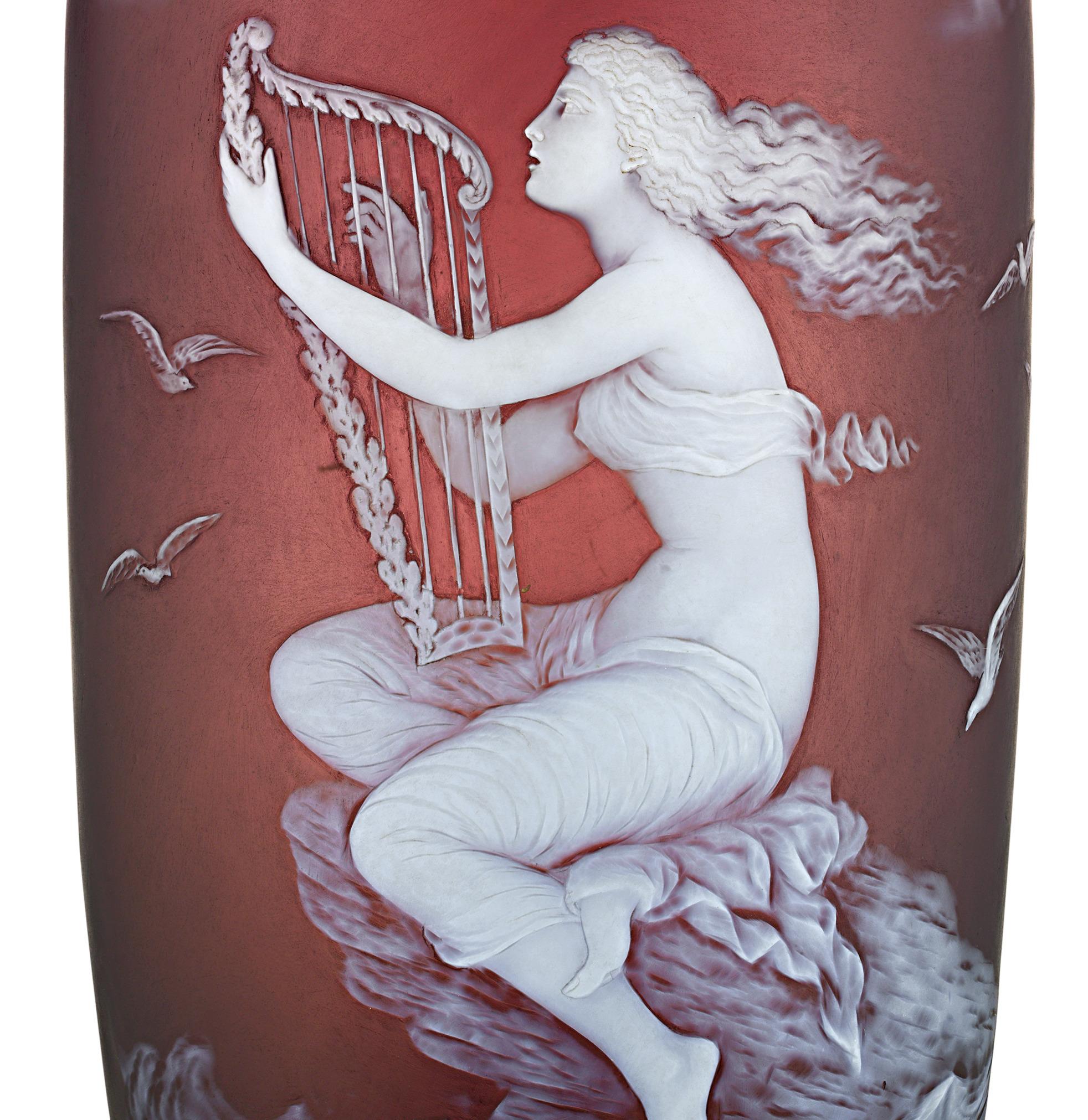 Of all the glassworks created in the second half of the 19th century, the most difficult to perfect were those done in cameo. Very few artisans ever achieved success in hand-crafting cameo glass, and by far, the most accomplished of these craftsmen