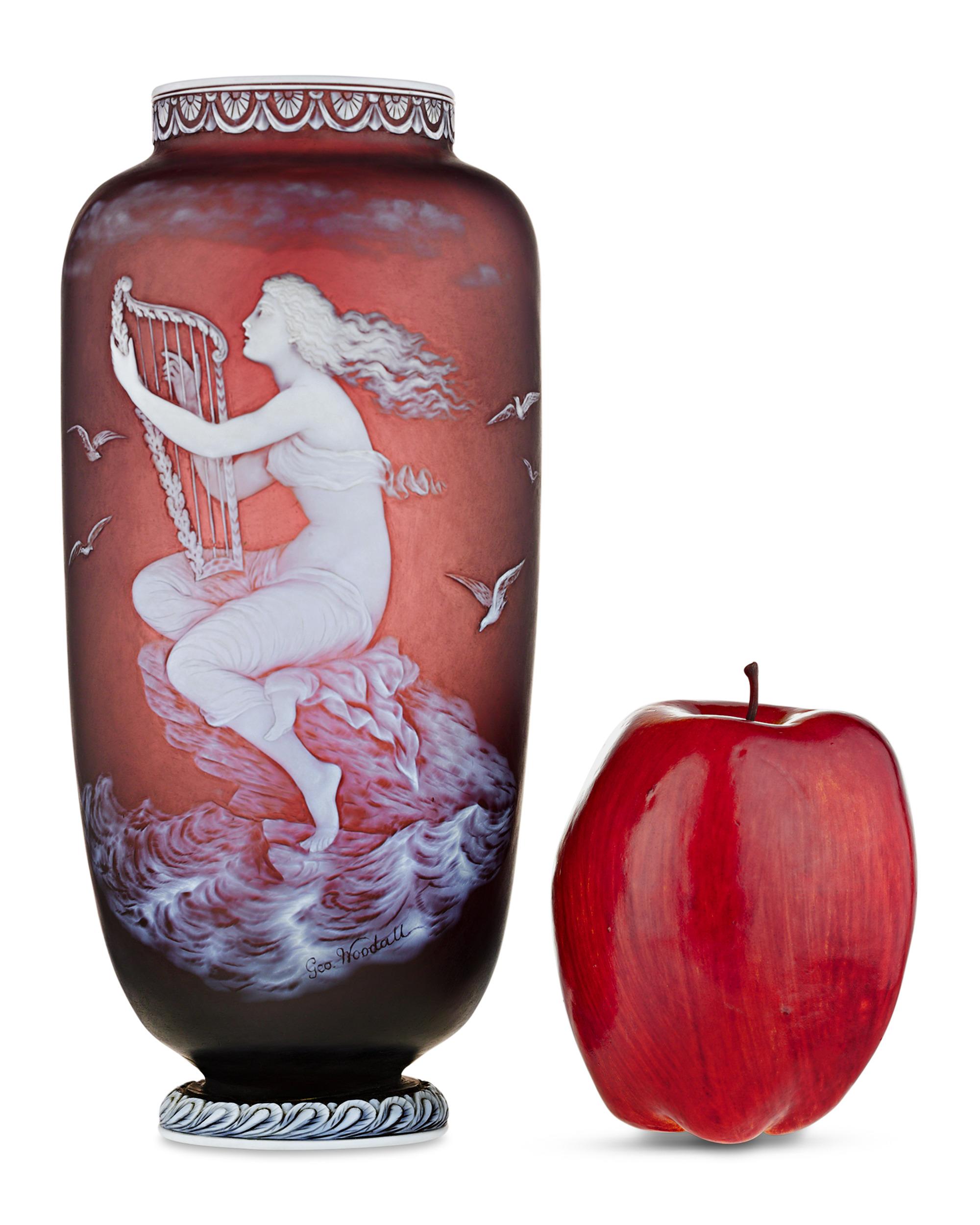English Thomas Webb & Sons Syrena Cameo Vase by George Woodall For Sale